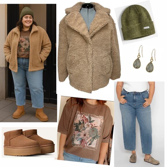 Vigoss Faux Fur Teddy Bear Snap Up Coat Fuzzy Sherpa Cozy With Pockets Sz: L - Picture 10 of 10